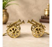 Set Mini Cannoni Decorativi Vintage In Ottone Dorato, 1 Unità