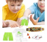 Set mini giocattoli per le dita - Monopattino e top con pantaloni, scarpe, ginocchiere | Kit di allenamento per le abilità della tastiera, gioco di sport estremi per desktop, set da gioco educativo co
