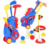 Set Mini Golf per bambini con mazze, palline e supporto su ruote
