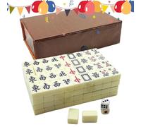 Set Mini Mahjong Portatile - Scatola Da Gioco Da Viaggio Con 146 Piastrelle, Piastrelle Classiche In Melamina | Gioco Da Tavolo Compatto Per Il Libero Della Famiglia, Per Adulti, Principianti, A