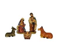 Set MINI Natività 5 pz da h. 7 cm Presepe Statuine in Resina Classica con 5 soggetti Idea Regalo Personaggi Giuseppe Maria Gesù Bambino Asinello Bue Sacra Famiglia Grande