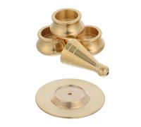 Set Mini per Coni D'incenso in Rame con Raccoglitore | Stampo Compatto, Base da Tavolo con Parti Staccabili, Finitura Oro, per Viaggio e Aree di Meditazione