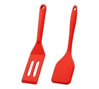 Set mini spatole in silicone da 2 pezzi, utensili resistenti al calore for servire e girare for cucinare(Red Set-2pcs)