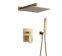 Set Miscelatore Doccia Nascosto soffione Doccia a Pioggia Quadrato da Incasso per Bagno Pacchetto Doccia Nascosto docce Moderne in Rame con valvola,