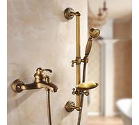Set miscelatore doccia per vasca Miscelatore vasca da bagno antico Miscelatore doccia per acqua calda e fredda Miscelatore soffione doccia con tubo flessibile-C_con portasapone/a/cintura Li Stabilize