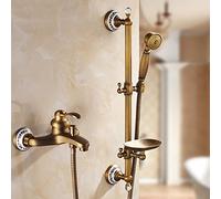 Set miscelatore doccia per vasca Miscelatore vasca da bagno antico Miscelatore doccia per acqua calda e fredda Miscelatore soffione doccia con tubo flessibile-C_con portasapone/a/cintura Li Stabilize