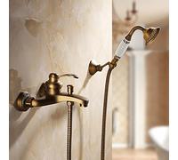 Set miscelatore doccia per vasca Miscelatore vasca da bagno antico Miscelatore doccia per acqua calda e fredda Miscelatore soffione doccia con tubo flessibile-C_con portasapone/a/cintura Li Stabilize