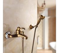 Set miscelatore doccia per vasca Miscelatore vasca da bagno antico Miscelatore doccia per acqua calda e fredda Miscelatore soffione doccia con tubo flessibile-C_con portasapone/a/cintura Li Stabilize