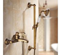 Set miscelatore doccia per vasca Miscelatore vasca da bagno antico Miscelatore doccia per acqua calda e fredda Miscelatore soffione doccia con tubo flessibile-C_con portasapone/a/cintura Li Stabilize