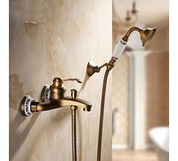 Set miscelatore doccia per vasca Miscelatore vasca da bagno antico Miscelatore doccia per acqua calda e fredda Miscelatore soffione doccia con tubo flessibile-C_con portasapone/a/cintura Li Stabilize