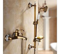 Set miscelatore doccia per vasca Miscelatore vasca da bagno antico Miscelatore doccia per acqua calda e fredda Miscelatore soffione doccia con tubo flessibile-C_con portasapone/a/cintura Li Stabilize