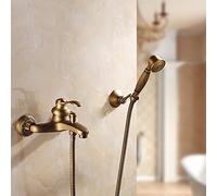 Set miscelatore doccia per vasca Miscelatore vasca da bagno antico Miscelatore doccia per acqua calda e fredda Miscelatore soffione doccia con tubo flessibile-C_con portasapone/a/cintura Li Stabilize
