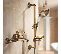 Set miscelatore doccia per vasca Miscelatore vasca da bagno antico Miscelatore doccia per acqua calda e fredda Miscelatore soffione doccia con tubo flessibile-C_con portasapone/a/cintura Li Stabilize