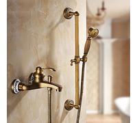 Set miscelatore doccia per vasca Miscelatore vasca da bagno antico Miscelatore doccia per acqua calda e fredda Miscelatore soffione doccia con tubo flessibile-C_con portasapone/a/cintura Li Stabilize