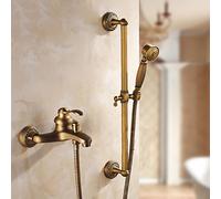 Set miscelatore doccia per vasca Miscelatore vasca da bagno antico Miscelatore doccia per acqua calda e fredda Miscelatore soffione doccia con tubo flessibile-C_con portasapone/a/cintura Li Stabilize