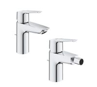 set miscelatore lavabo bidet Grohe QuickFix Start con pilette scarico, finitura cromo - 24209002 - 32560002