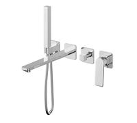 Set miscelatore monocomando vasca incasso a parete con doccetta serie Atlantic cromo lucido - CONFEZIONE: 1 pz., Finitura: Ottone Cromato