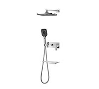 Set miscelatore per rubinetto doccia a parete, soffione e tubo flessibile in ABS nascosto, sistema doccia di lusso per esperienza spa, installazione facile, design a risparmio idrico