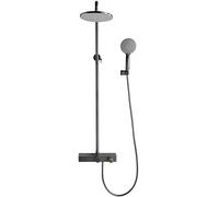 Set miscelatore per rubinetto doccia, miscelatore per doccia a vista, sistema doccia con riempimento a cascata, soffione spray da 10", valvola deviatore in ottone, colonna doccia (grigio)