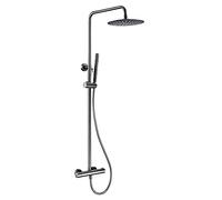 Set miscelatore termostatico per doccia, multifunzione, montaggio a parete, colonna doccia a vista con deviatore, soffione a pioggia, in ottone massiccio, set doccia con soffione doccia e doccia