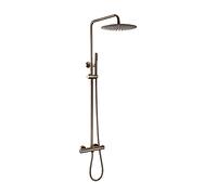 Set miscelatore termostatico per doccia, multifunzione, montaggio a parete, colonna doccia a vista con deviatore, soffione a pioggia, in ottone massiccio, set doccia con soffione doccia e doccia