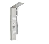Set miscelatore termostatico per doccia nero opaco con pannello doccia a pioggia a LED, rubinetto a cascata, doppia maniglia colonna SPA, moderna torre doccia (6004 oro 1)