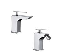 Set miscelatori bagno lavabo e bidet Quaranta Toce con scarico in ottone cromato