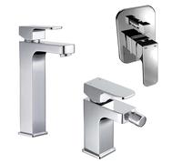 Set miscelatori lavabo alto bidet e incasso doccia con deviat ottone cromo maite
