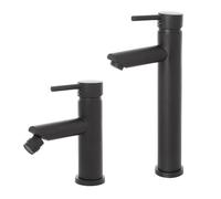 Set miscelatori lavabo alto e bidet nero opaco con piletta click clack | York