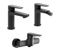 Set miscelatori lavabo bidet e doccia esterno nero opaco Erika