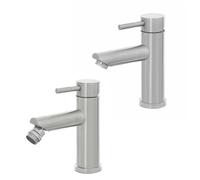 Set miscelatori lavabo e bidet acciaio spazzolato e piletta click-clack York