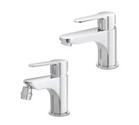 Set miscelatori lavabo e bidet con scarico click-clack incluso, in ottone cromato con leva monocomando, ZOE