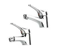 Inbagno Set rubinetti miscelatori lavabo e Bidet cromati, Scarico Incluso, Piralla Serie Ariel (Set Lavabo e Bidet)