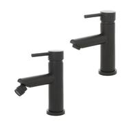 Set miscelatori lavabo e bidet nero opaco con piletta click clack | York