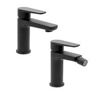 Set miscelatori lavabo e bidet nero opaco con piletta inclusa Erika