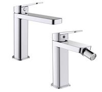 Set miscelatori lavabo e bidet senza scarico quaranta habibi in ottone cromato