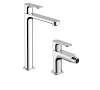 Set miscelatori monocomando Hansgrohe Rebris S lavabo alto e bidet cromato