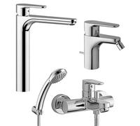 Set miscelatori Paffoni Green lavabo alto bidet e vasca con kit doccia