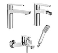 Miscelatori bagno in set lavabo bidet e vasca con duplex cromati Recta