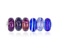 Set Misto Di Perline Di Fascino A Vortice In Vetro Di Murano Blu Con Nucleo In Argento Sterling 925 Sfumature Traslucide Per Bracciale Europeo Per Donne Adolescenti