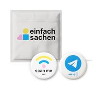 Set mix: 1 x per Telegram + 1 x adesivo universale scan me NFC - effetto 3D epossidico, auto-programmabile, riutilizzabile, senza contatto, Ø 3 cm