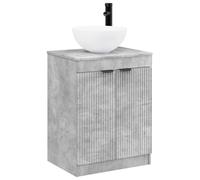 Set mobile bagno in legno Ingegneria Grigio Cemento con Lavello | Organizer a scomparto, design minimalista interno, manutenzione panno umido, assemblaggio a due persone, finitura grigia
