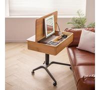 Set mobile da toeletta in legno con specchio, tavolo da trucco con ripiani aperti e illuminazione a LED, per camera da letto, scrivania cosmetologica, per un'applicazione elegante del trucco