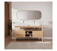 Set mobile doppio lavabo Atollo 140 cm + lavabi + rubinetti + specchio