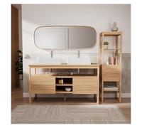 Set mobile doppio lavabo Atollo 140 cm + lavabi + rubinetti + specchio + colonna