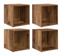 Set mobile TV 4 pcs Rustic Wood 37 x 35 x 37.5 cm Wall Mounted Shelving Unit for Living Room Entertainment Center Display Storage Bookshelf Vintage Brown