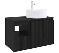 Set Mobili Bagno 2 Pezzi Nero Legno Ingegnerizzato, Armadietto Parete | Montaggio a parete, resistente all'umidità, 2 ante 1 cassetto, design moderno, facile pulizia, spazio salvato