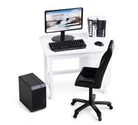 Set Mobili Casa Bambole, Scrivania Sedia, Set bianco | plastica resistente, computer, reggilibri con libri, scrivania, sedia, , tastiera, , per Interni, per la Stanza