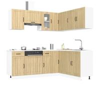 Set Mobili da Cucina 11 Pezzi Lucca Rovere Sonoma Truciolato Multistrato con Vetro, Design Elegante per Ottimizzazione Spazio, Ampio Archiviazione, Piedini Regolabili, Facile