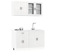 Set Mobili da Cucina 4 pz Kalmar Bianchi Lucido in Truciolato con Design Elegante per Ottimizzare Spazio e Archiviazione, Materiale Stabile e Durevole, Facile Manutenzione,